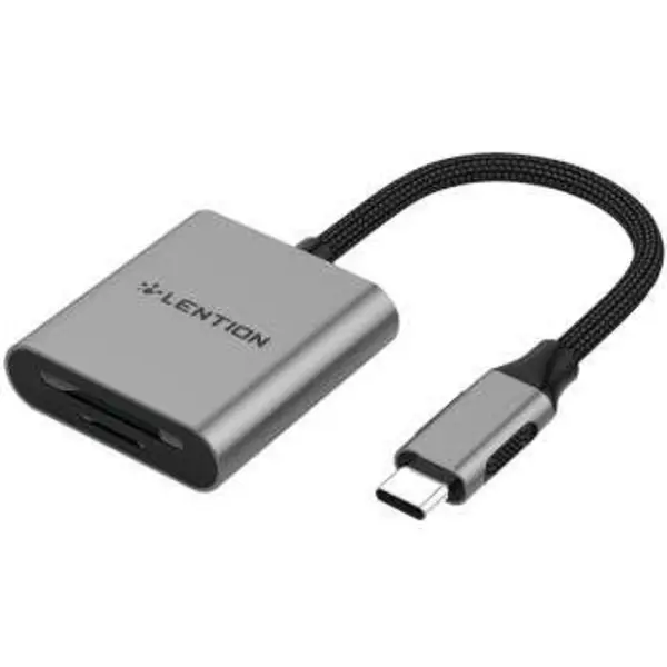 مبدلUSB-Cبه کارت خوان LENTION MODEL C8 SD&TF Converter Lention USB_C To SD/microSD Model CB-TP-C8-SIL