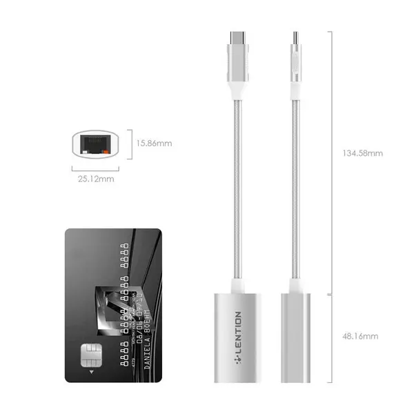 مبدلUSB-Cبه شبکه LENTION MODEL CU604E Converter Lention USB_C To RJ45 Model CU604E