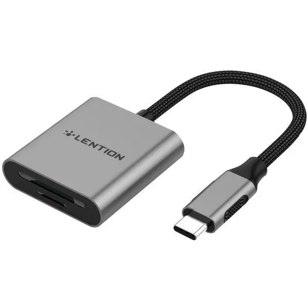 مبدلUSB-Cبه کارت خوان LENTION MODEL C8 SD&TF Converter Lention USB_C To SD/microSD Model CB-TP-C8-SIL