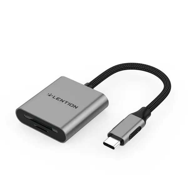 مبدلUSB-Cبه کارت خوان LENTION MODEL C8 SD&TF Converter Lention USB_C To SD/microSD Model CB-TP-C8-SIL