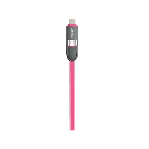 کابل تخت تبدیل USB به لایتنینگ و microUSB هویت مدل HV-CB521 به طول 1 متر Havit HV-CB521 Flat USB To Lightning And microUSB Cable 1m