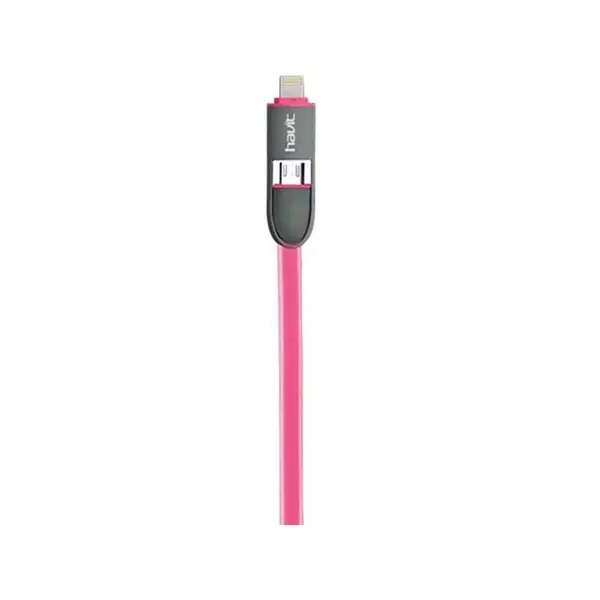 کابل تخت تبدیل USB به لایتنینگ و microUSB هویت مدل HV-CB521 به طول 1 متر Havit HV-CB521 Flat USB To Lightning And microUSB Cable 1m