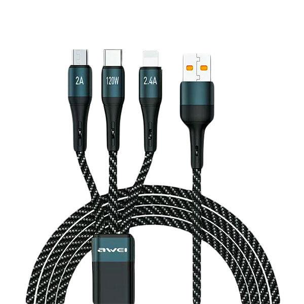 کابل تبدیل USB به microUSB /USB-C / لایتنینگ اوی مدل CL-972 طول 1.2 متر -