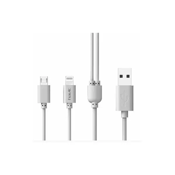 کابل تبدیل USB به لایتنینگ و microUSB هویت مدل HV-CB527 به طول 1 متر Havit HV-CB527 USB To Lightning And microUSB Cable 1m