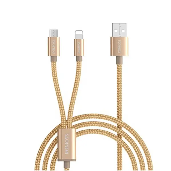 کابل تبدیل USB به لایتنینگ / Micro USB روموس مدل New CB20A طول 1.5 متر -