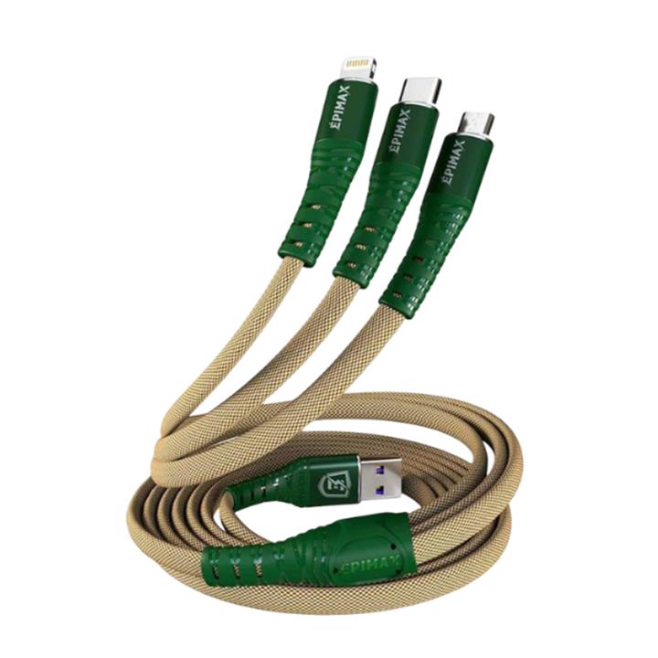 کابل تبدیل  USB به  microUSB / USB-C / لایتنینگ  اپی مکس  مدل   EC  طول 1.2 متر -