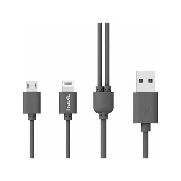 کابل تبدیل USB به لایتنینگ و microUSB هویت مدل HV-CB527 به طول 1 متر Havit HV-CB527 USB To Lightning And microUSB Cable 1m