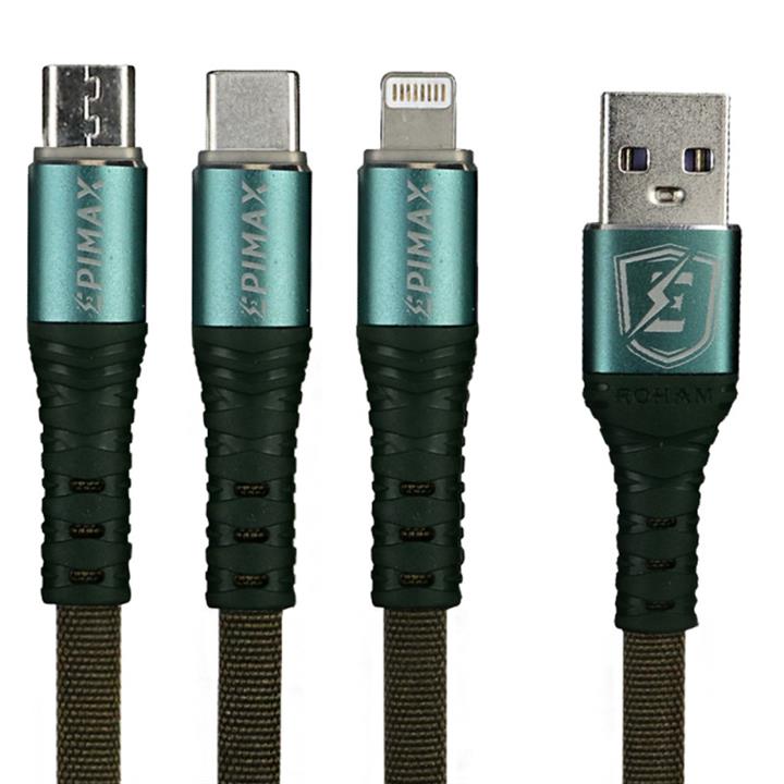 کابل تبدیل USB به MicroUSB/USB-C/لایتنینگ اپی مکس مدل EC-24 طول 1.2 متر -