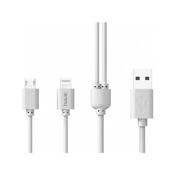 کابل تبدیل USB به لایتنینگ و microUSB هویت مدل HV-CB527 به طول 1 متر Havit HV-CB527 USB To Lightning And microUSB Cable 1m