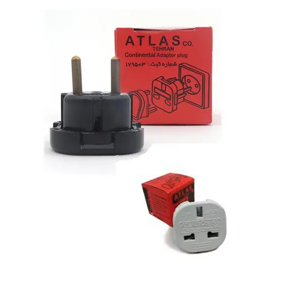 Atlas تبدیل دو شاخه برق 3 به 2 یا 2 به 2 یا 110 به 220