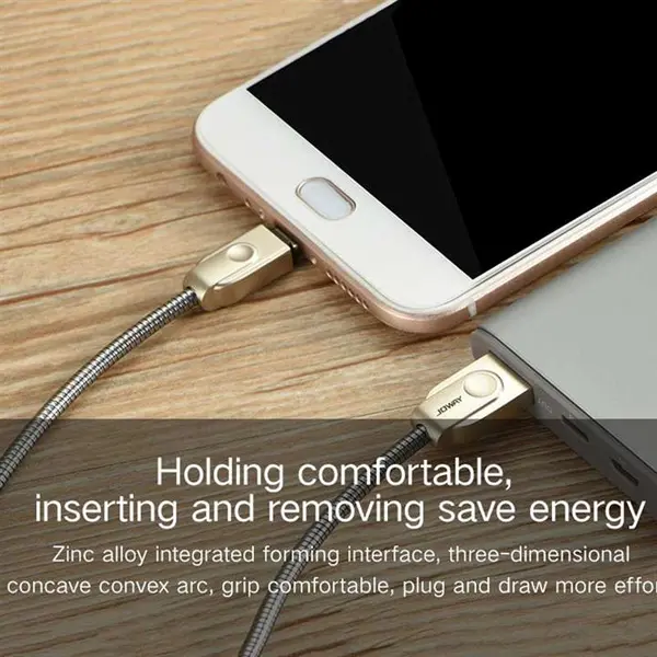 کابل شارژ فلزی تایپ C به usb جووی مدل TC07 شارژ سریع به طول 120 سانتی متر JOWAY Qiaowei TC07 Zinc alloy spring hose Type-C To USB data cable fast charging 120cm