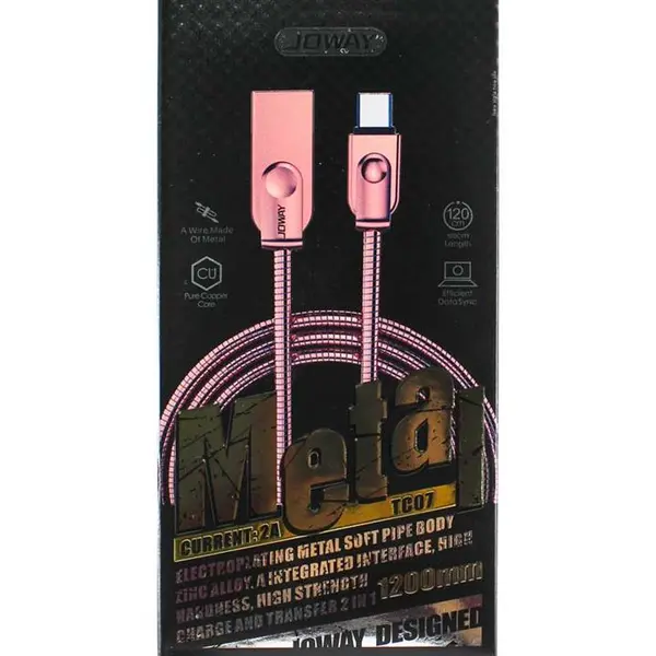 کابل شارژ فلزی تایپ C به usb جووی مدل TC07 شارژ سریع به طول 120 سانتی متر JOWAY Qiaowei TC07 Zinc alloy spring hose Type-C To USB data cable fast charging 120cm