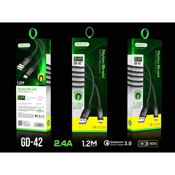 کابل جرلکس میکرو یو اس بی مدل GERLAX GD-42 micro usb