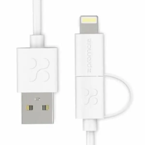 کابل تبدیل USB به microUSB و لایتنینگ پرومیت مدل linkMate-Duo طول 1.2 متر Promate linkMate-Duo USB To microUSB And Lightning Cable 1.2m