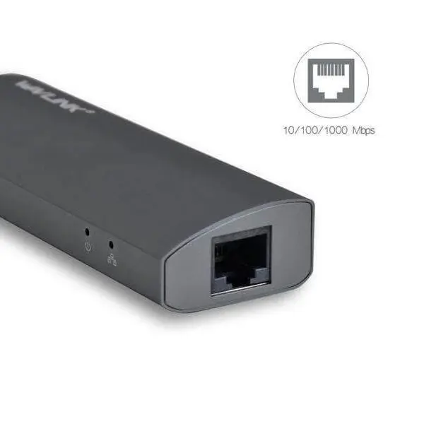 هاب USB Type-C به سه پورت USB3.0 و اترنت ویولینک مدل WL-UH3031GC Wavlink USB 3 to Gigabit lan and USB Hub WL-UH3031GC