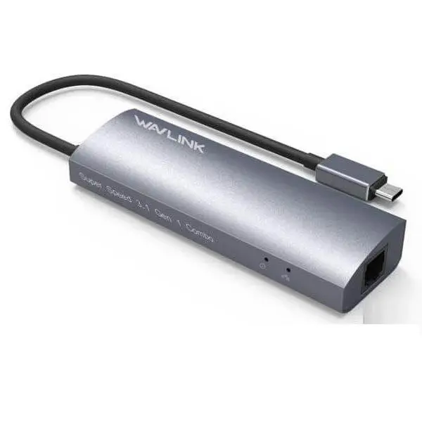 هاب USB Type-C به سه پورت USB3.0 و اترنت ویولینک مدل WL-UH3031GC Wavlink USB 3 to Gigabit lan and USB Hub WL-UH3031GC