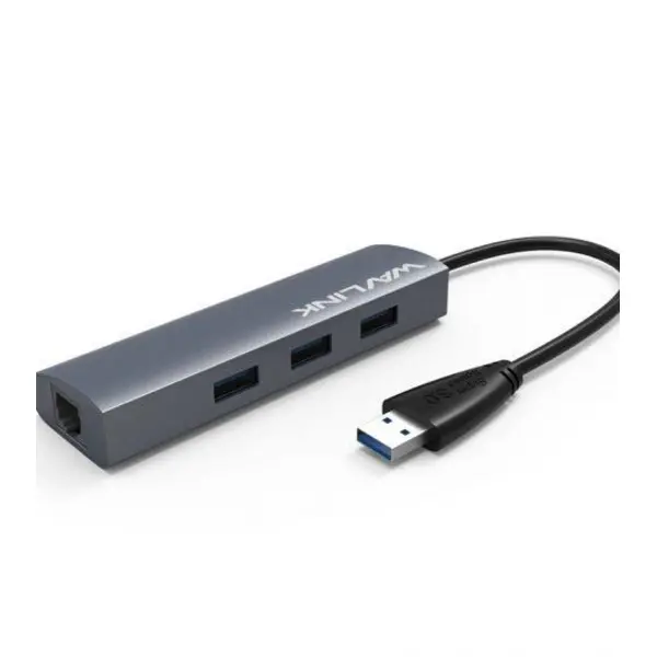 هاب USB Type-C به سه پورت USB3.0 و اترنت ویولینک مدل WL-UH3031GC Wavlink USB 3 to Gigabit lan and USB Hub WL-UH3031GC