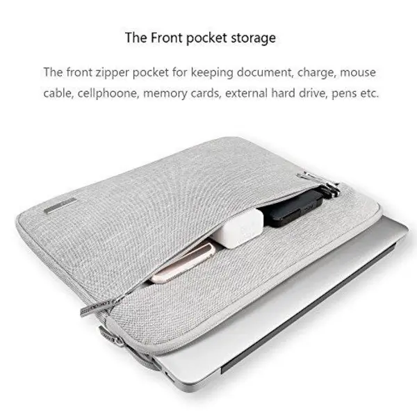 Lacdo 15.6 Inch Laptop Sleeve Bag Compatible Acer Aspire/Predator, Toshiba, Inspiron, ASUS P-Series, HP Pavilion, Lenovo, MSI GL62M, Chromebook Notebook Carrying Case, Water Resistant, Gray - 4