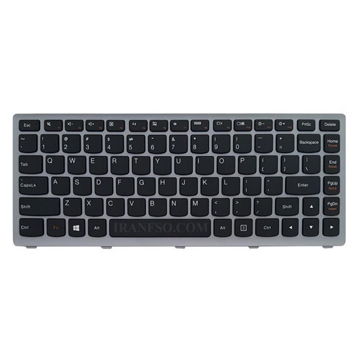 کیبرد لپ تاپ لنوو IdeaPad Z400 مشکی-با فریم نقره ای Keyboard Laptop Lenovo Z400 Black With Silver Frame