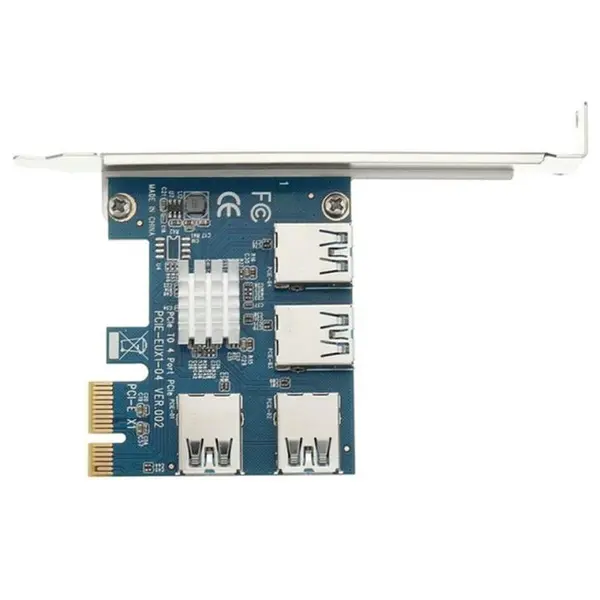 کارت تبدیل 1 پورت PCIE x1 به 4 پورت x16 کارت گرافیک با رابط USB3.0 MIT PCIE-EUX1-04 PCIe X1 to 4 Port USB 3.0 PCIe X16 Riser Card - 2
