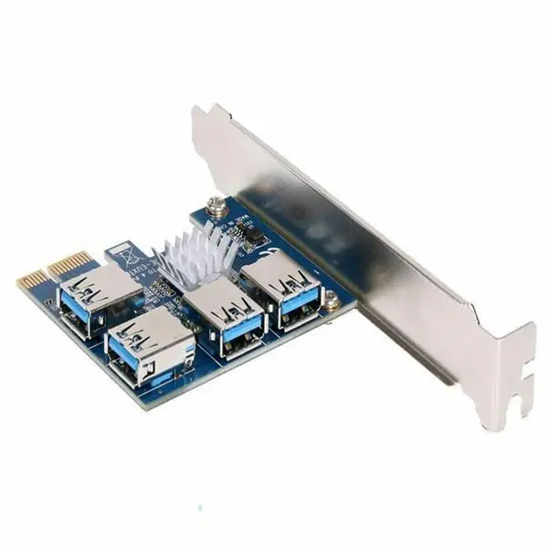 کارت تبدیل 1 پورت PCIE x1 به 4 پورت x16 کارت گرافیک با رابط USB3.0 MIT PCIE-EUX1-04 PCIe X1 to 4 Port USB 3.0 PCIe X16 Riser Card - 4