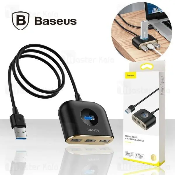 سایر لوازم جانبی کامپیوتر و لپ تاپ هاب شارژر چهار پورت بیسوس Baseus Square Round USB 3.0 Hub CAHUB-AY01 - 5