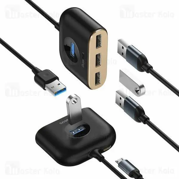سایر لوازم جانبی کامپیوتر و لپ تاپ هاب شارژر چهار پورت بیسوس Baseus Square Round USB 3.0 Hub CAHUB-AY01 - 2