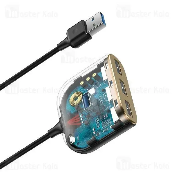 سایر لوازم جانبی کامپیوتر و لپ تاپ هاب شارژر چهار پورت بیسوس Baseus Square Round USB 3.0 Hub CAHUB-AY01 - 4