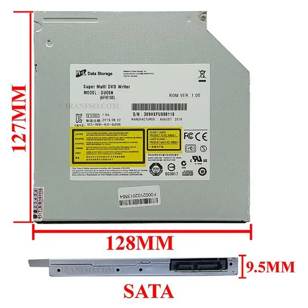 درایو لپ تاپ دی وی دی رایتر H.L Sata Superslim 9.5mm DVD RW Laptop Superslim Sata H and L 9.5mm - 4