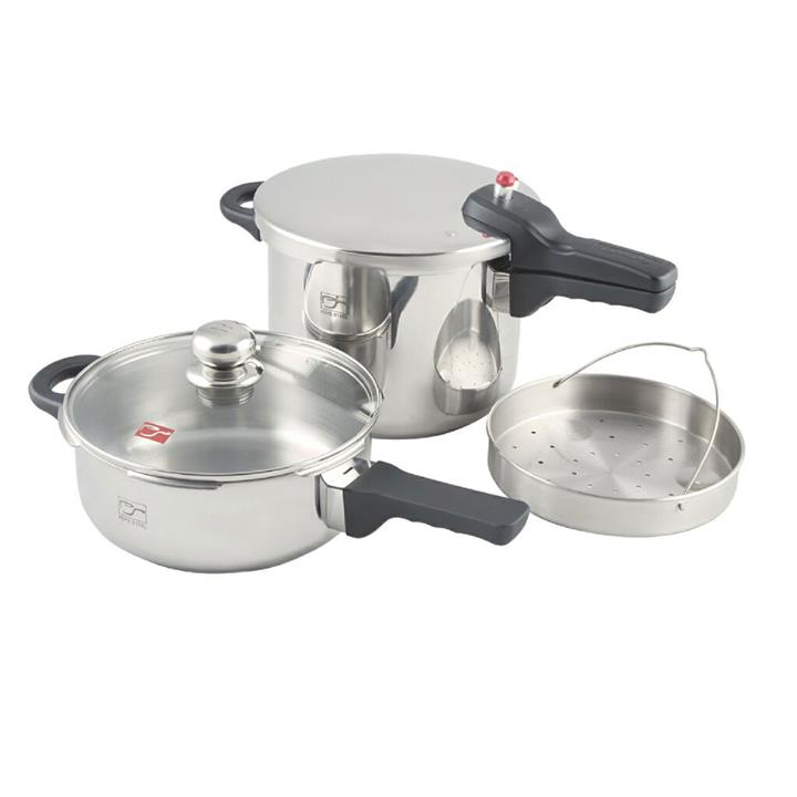 ست قابلمه و زودپز پارس استیل مدل Twain Pars Steel Pressure Cooker And Pot Set