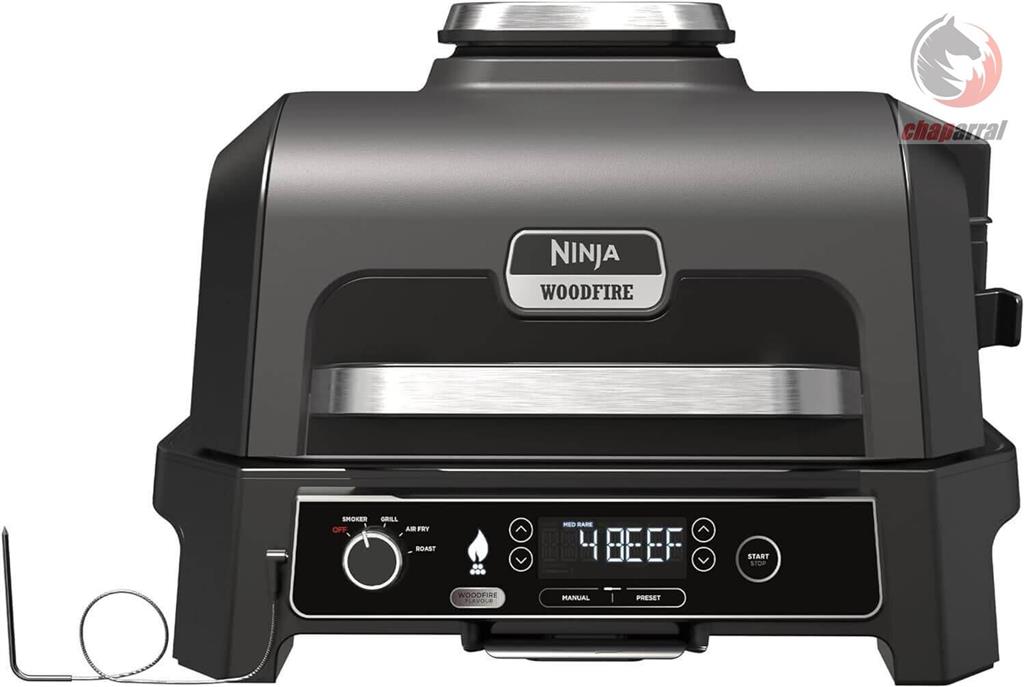 گریل و سرخ کن با قابلیت دودی کردن نینجا آمریکا Ninja Woodfire Pro XL Elektrischer Outdoor Grill Smoker mit Smart Cook System OG850EU