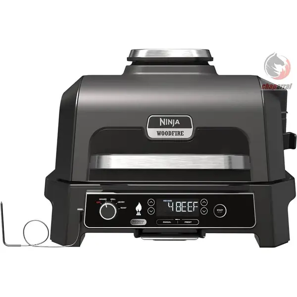 گریل و سرخ کن با قابلیت دودی کردن نینجا آمریکا Ninja Woodfire Pro XL Elektrischer Outdoor Grill Smoker mit Smart Cook System OG850EU