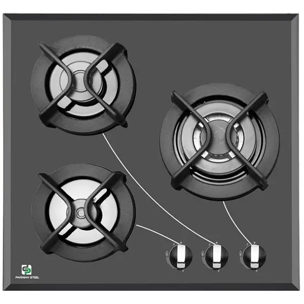 اجاق گاز صفحه ای شیشه 3 شعله پرنیان استیل مدل PB3201