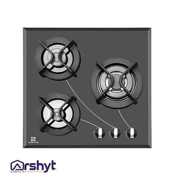 اجاق گاز صفحه ای شیشه 3 شعله پرنیان استیل مدل PB3201