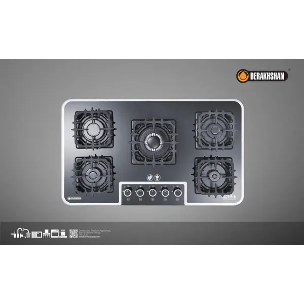 اجاق گاز 5 شعله شیشه ای درخشان کد G637 Derakhshan Gas Hob - 2