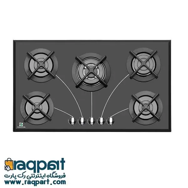 اجاق گاز صفحه ای شیشه 5 شعله پرنیان استیل مدلPB5203