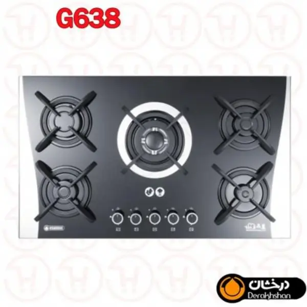 گاز رومیزی پنج شعله شیشه ای درخشان مدل G638