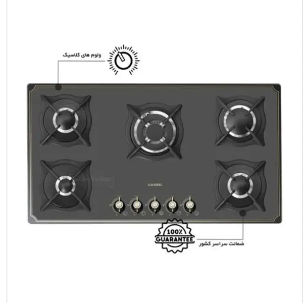 گاز 5 شعله شیشه ایشعله قارچی ایلیا استیل