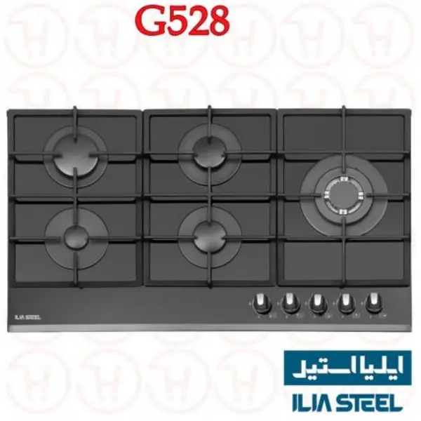 اجاق گاز 5 شعله شیشه ای ایلیا استیل مدل G 528