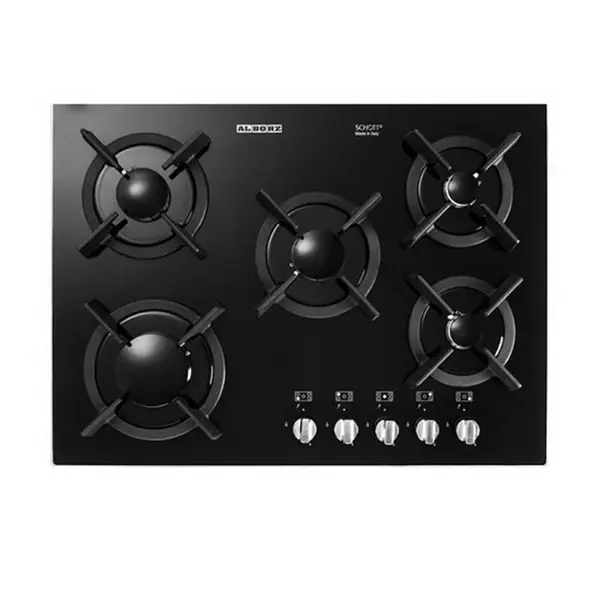 اجاق گاز صفحه ای 5 شعله شیشه استیل البرز مدل G5753