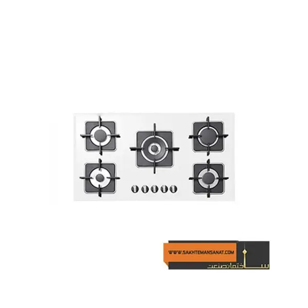 اجاق گاز رومیزی 5 شعله شیشه ای استیل البرز مدل G 5910W