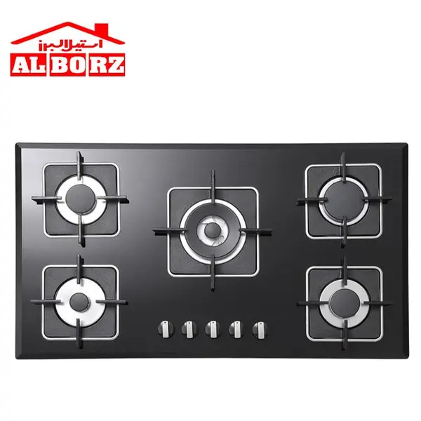 اجاق گاز صفحه ای 5 شعله شیشه استیل البرز مدل G5960 - 4