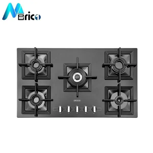 گاز رومیزی استیل البرز کد G5913 پنج شعله شیشه - 2