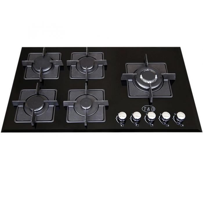 اجاق گاز صفحه‌ ای شیشه تی اند دی مدل TD123E T And D Glass Gas Hob