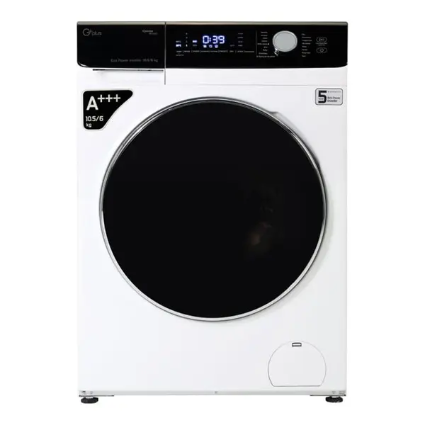 ماشین لباسشویی 10.5 کیلویی جی پلاس مدل KD1059 G Plus GWM-KD1059W Washing Machine 10.5KG