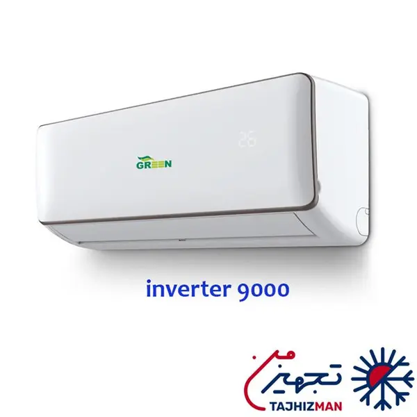 کولر گازی دیواری اینورتر گرین 9000 تک فاز سرد و گرم