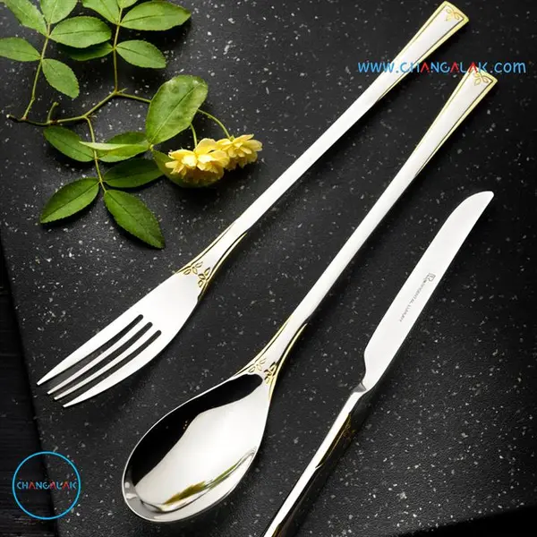 سرویس قاشق چنگال نیمه طلایی رزنتال طرح برمرهافن - 2