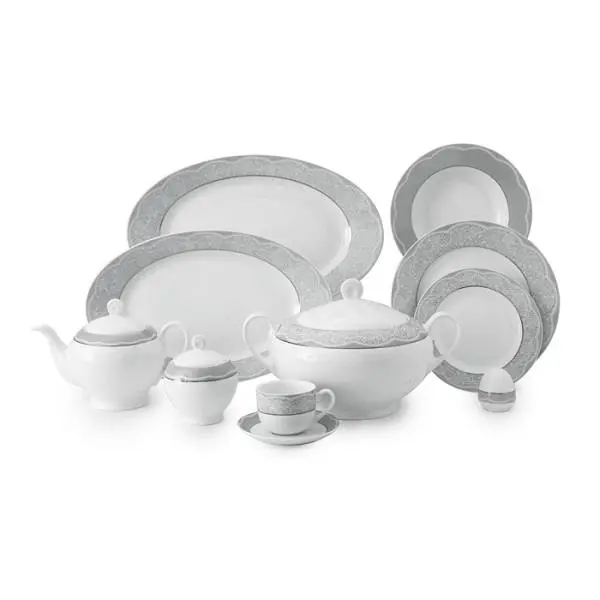 سرویس غذاخوری زرین 102 پارچه 12 نفره سری ایتالیا اف طرح ایزابل پلاتینی درجه یک - 2