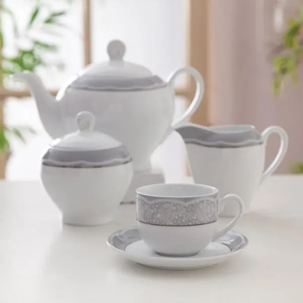 سرویس غذاخوری زرین 102 پارچه 12 نفره سری ایتالیا اف طرح ایزابل پلاتینی درجه یک - 5