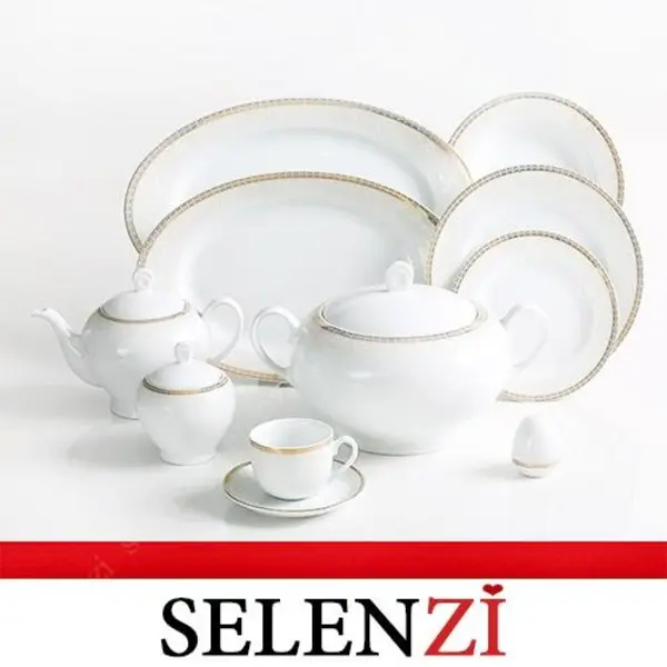 سرویس غذاخوری زرین 102 پارچه 12 نفره سری ایتالیا اف طرح ریوا طلایی درجه یک